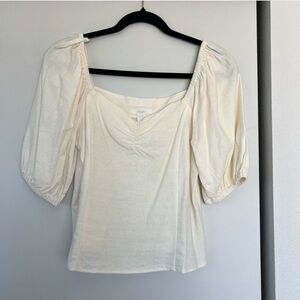 H&M Cream Top with Puff Sleeves